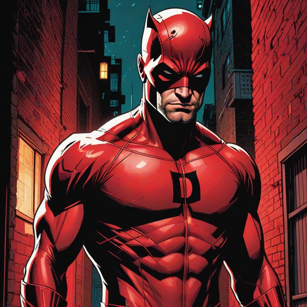 Daredevil in Red Suit, Comic Book Art