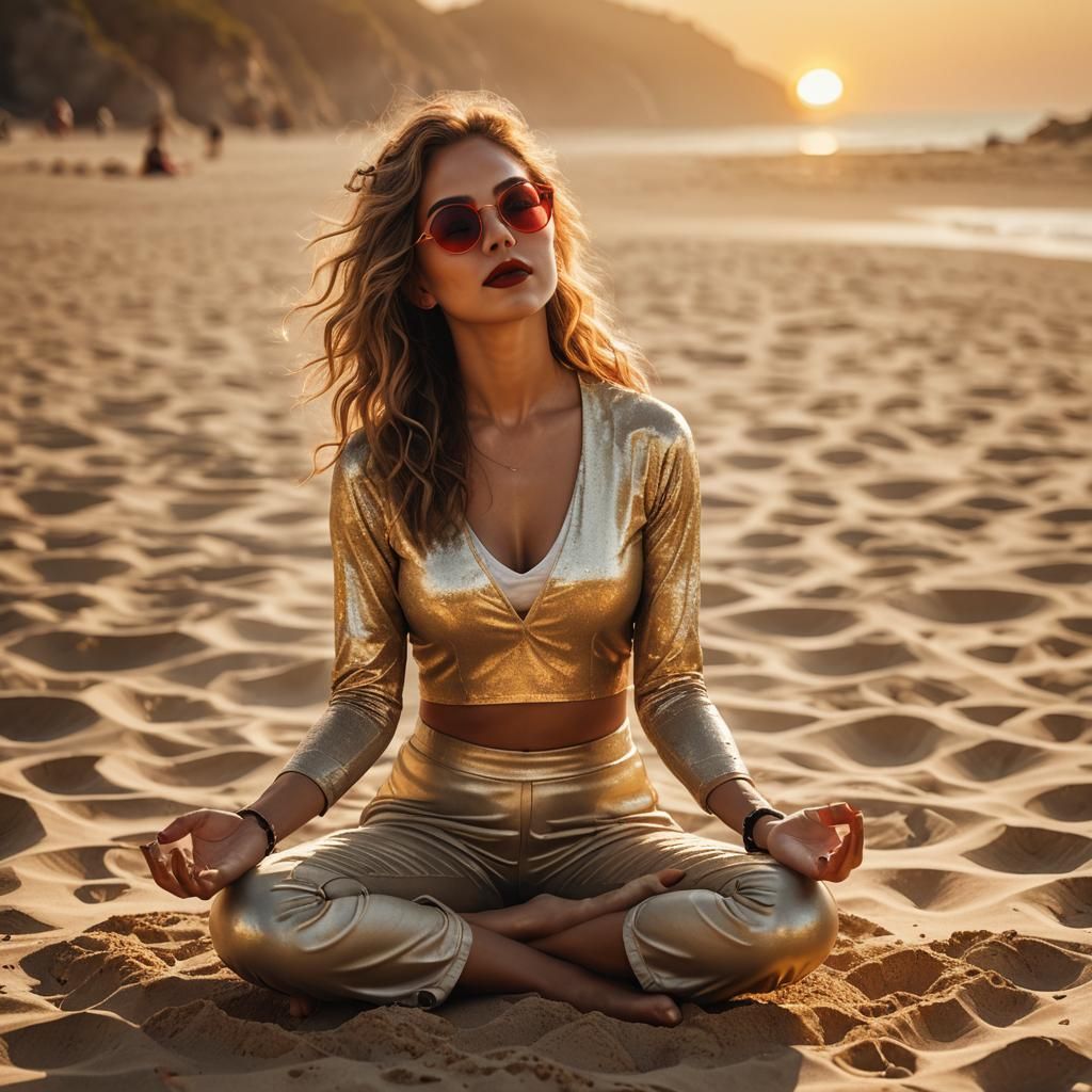 Golden Hour Yoga: Fantasy Beach Art in Unreal Engine