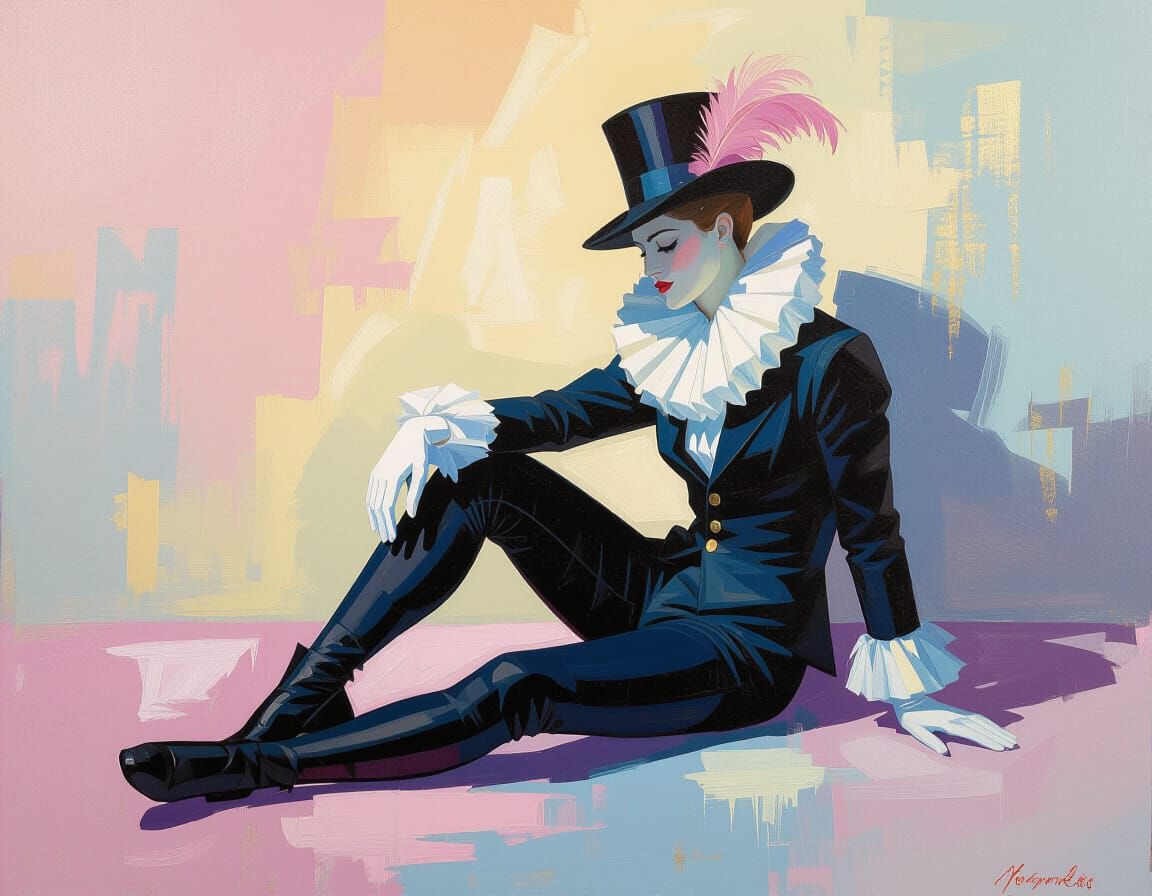 French Mime: Impressionist-Rococo Painting