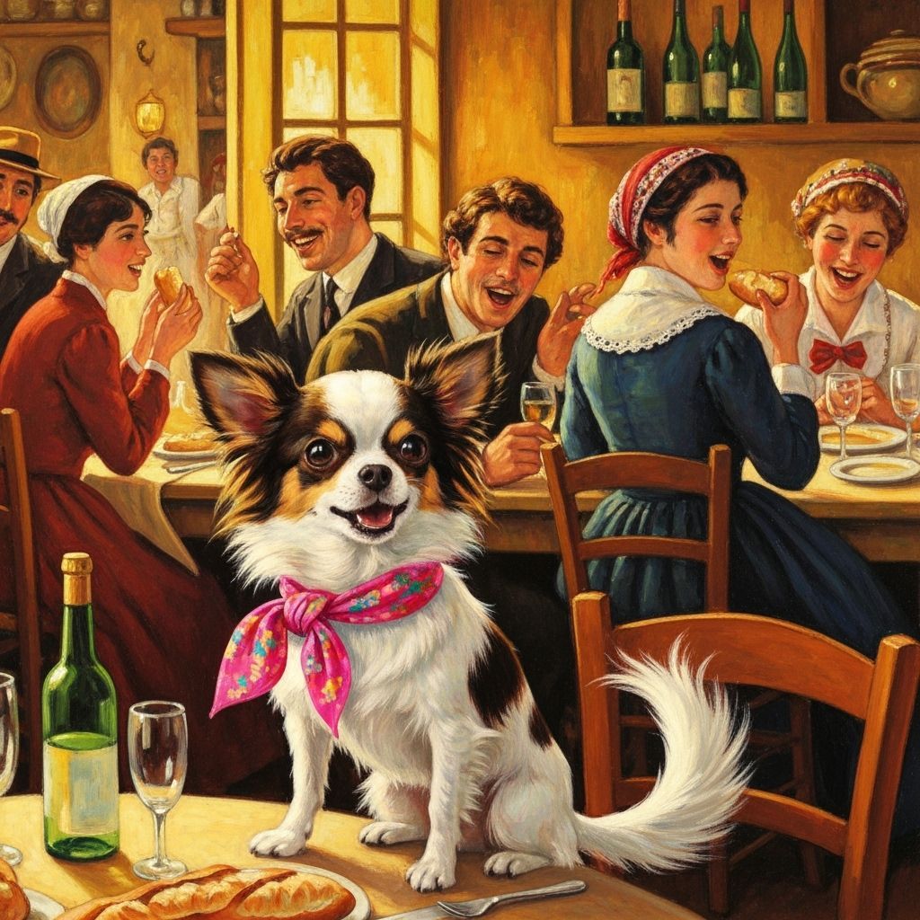 Chihuahua Enjoys Baguette in Corsican Restaurant