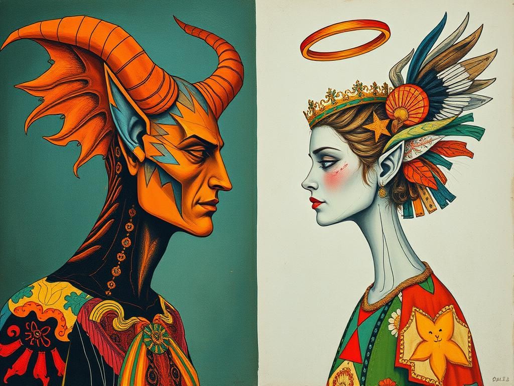 Lucifer and Angel: Conceptual Art in Contrasting Colors