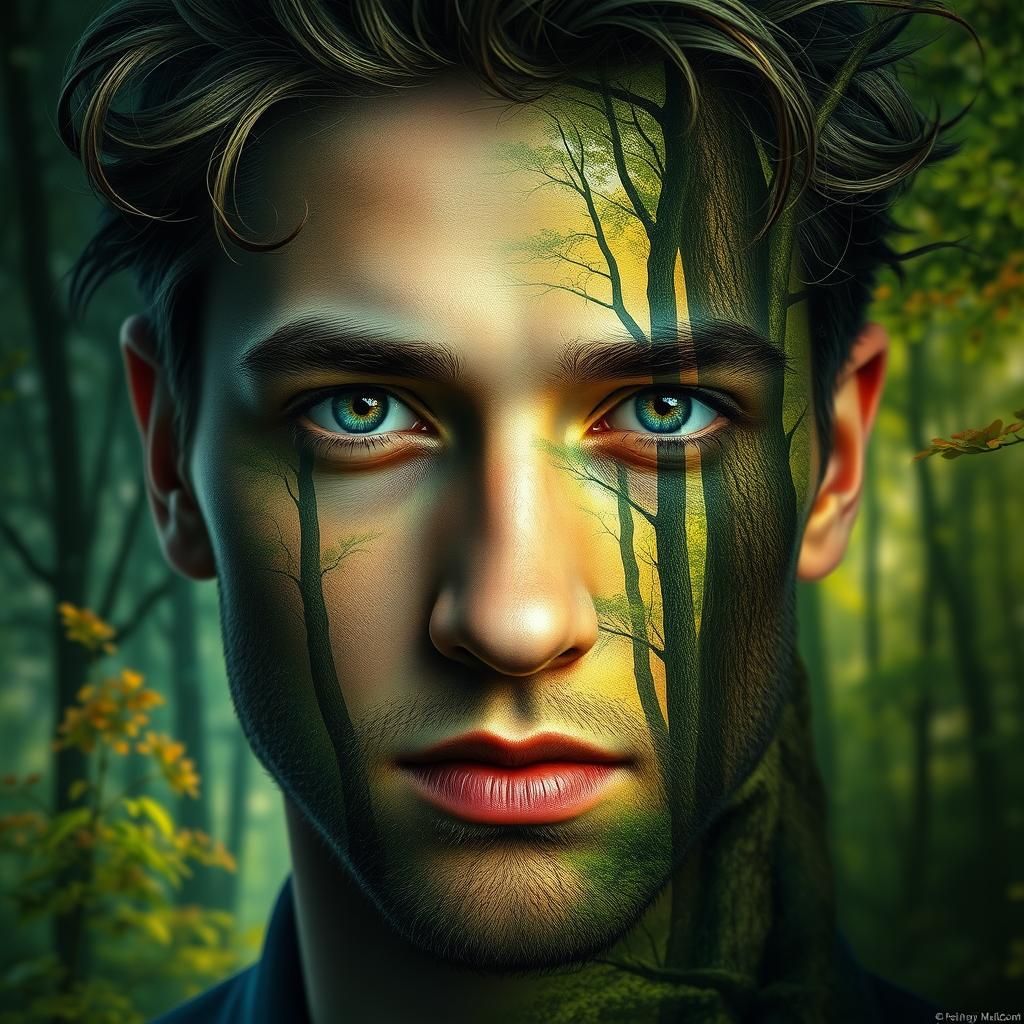 Surreal Forest Portrait in Max Ernst Style