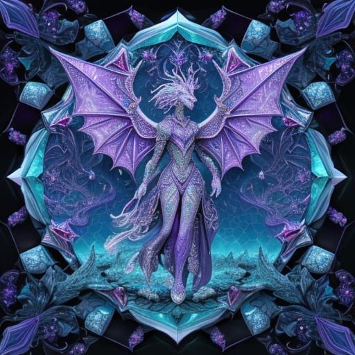 Dragon Before Pagoda in Vibrant Crystal Encrustation