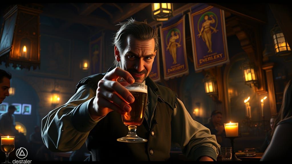 Charismatic Barkeep in a Medieval Tavern