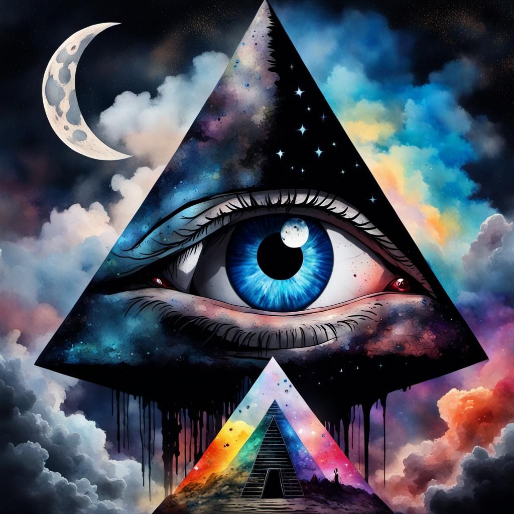 Ethereal Eyeball Pyramid Head in Gothic Horror Style