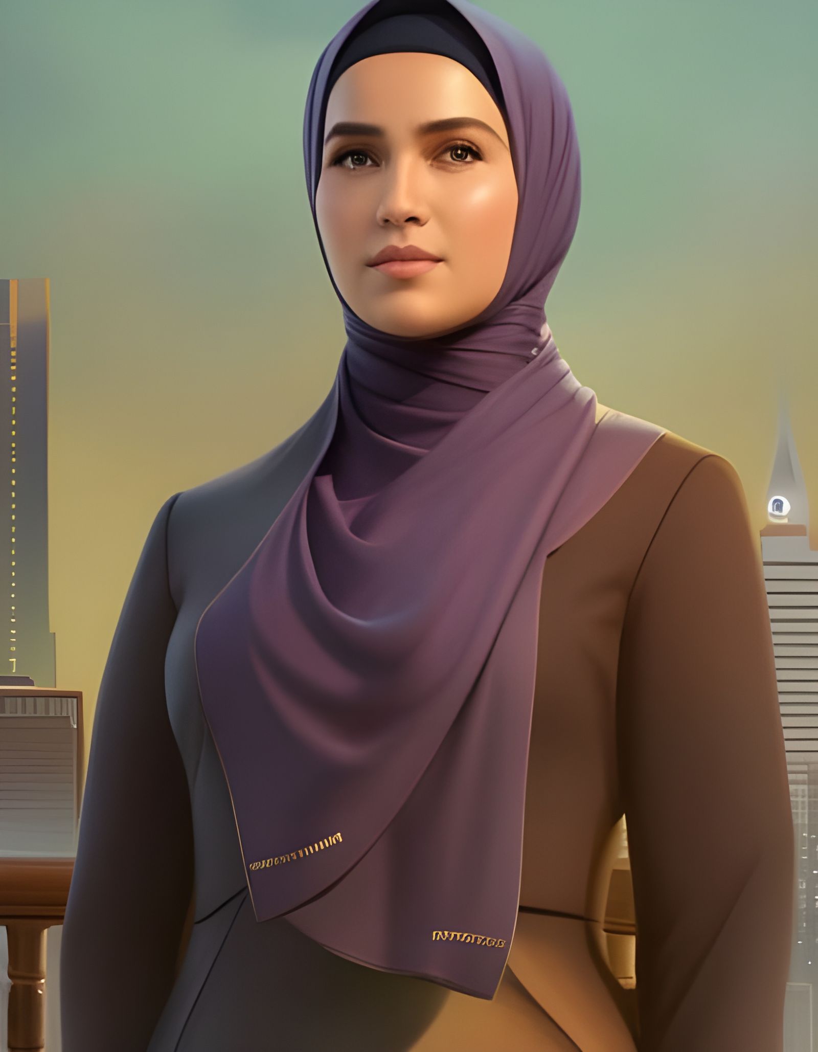 Modest Hijabi Woman Portrait in Modern City