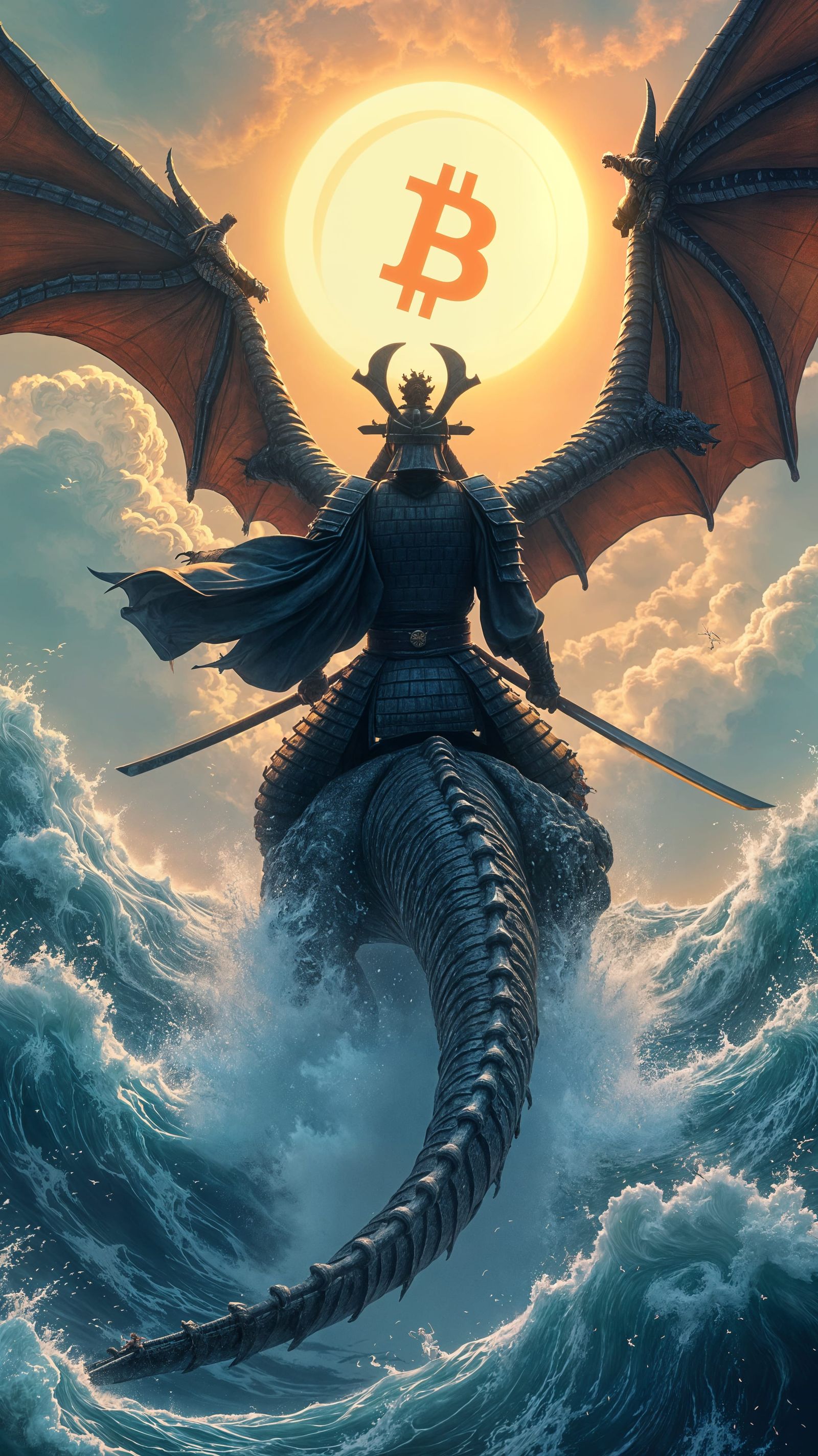 Epic Samurai Dragon Soars Above Kanagawa's Great Wave in Ani...