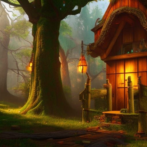 Fairytale Building in Thunderstorm: Fantasy Concept Art
