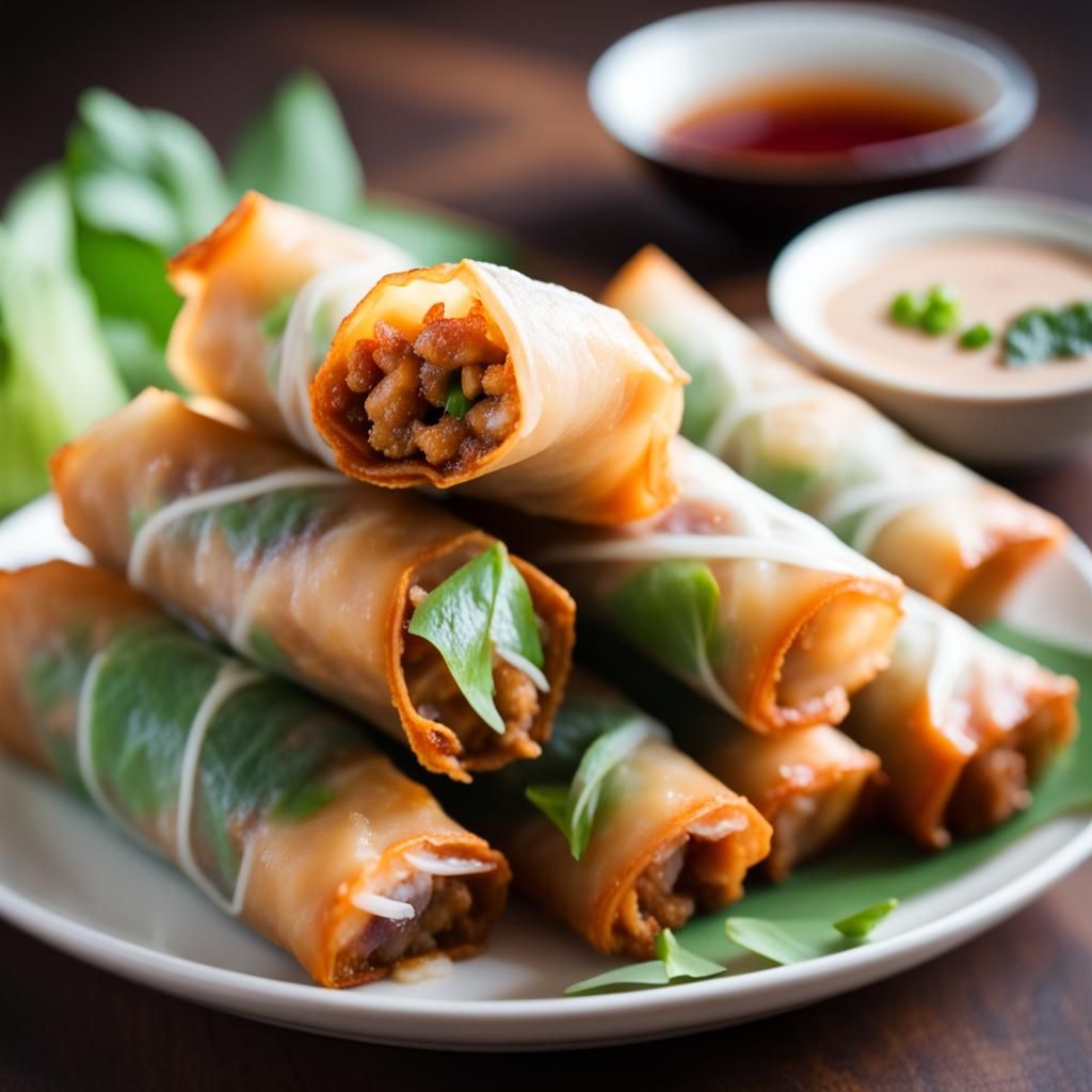 Crispy Vietnamese Spring Rolls with Dipping Sauce