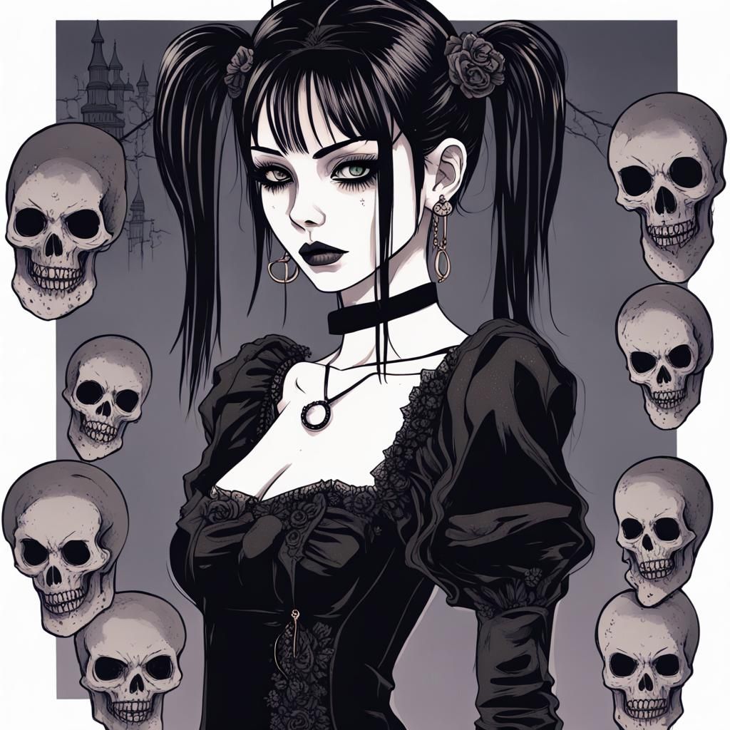 Cyberpunk Anime Girl in Creepy Horror Art