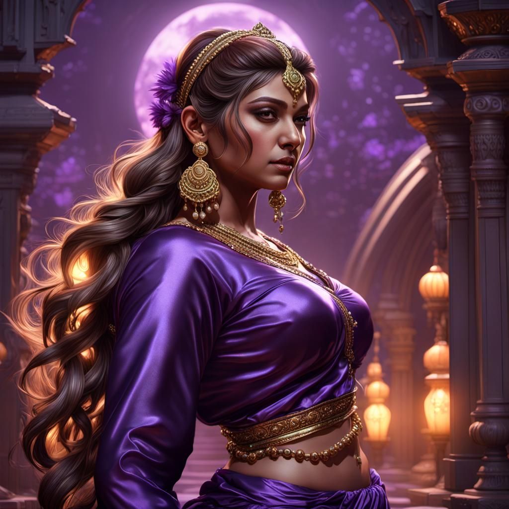 Curvy Indian Goddess in Satin Night Bloomers