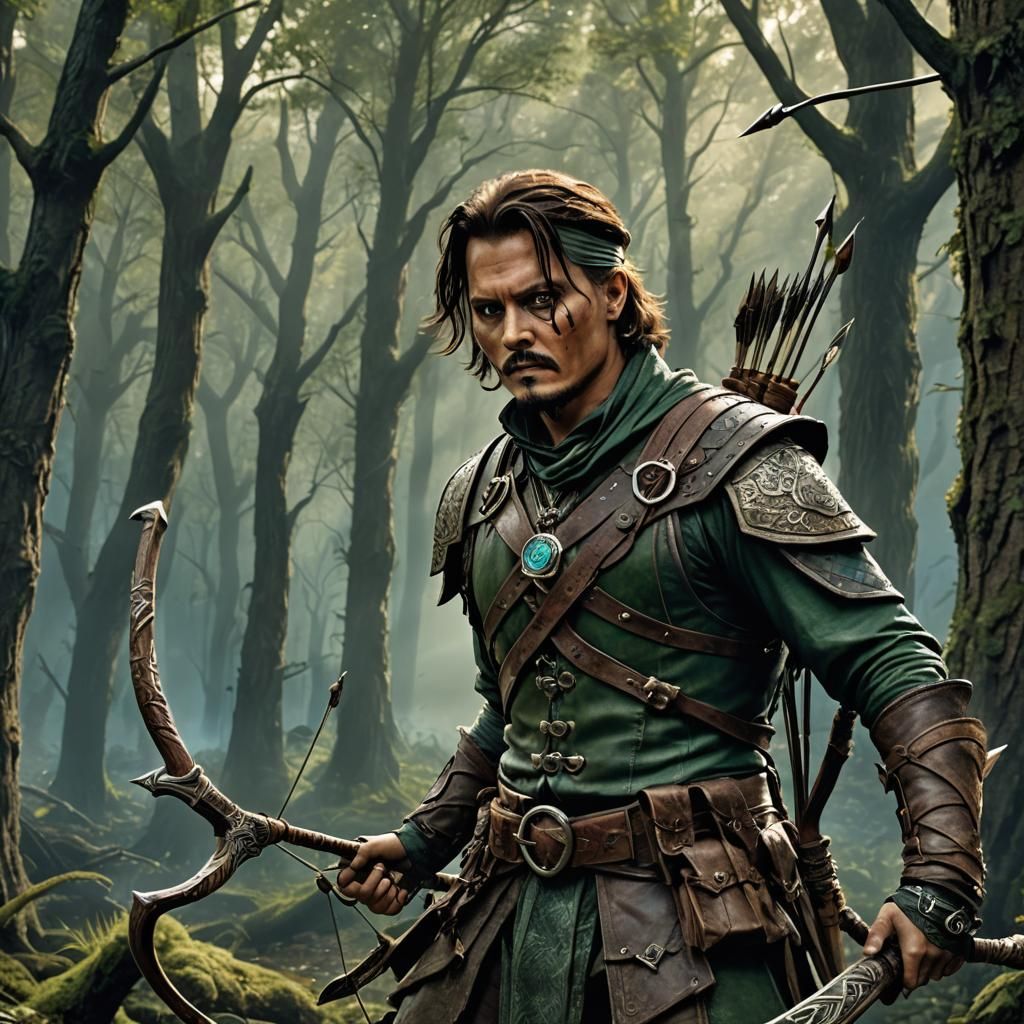 Ranger in Dark Fantasy Forest, Cinematic Lighting