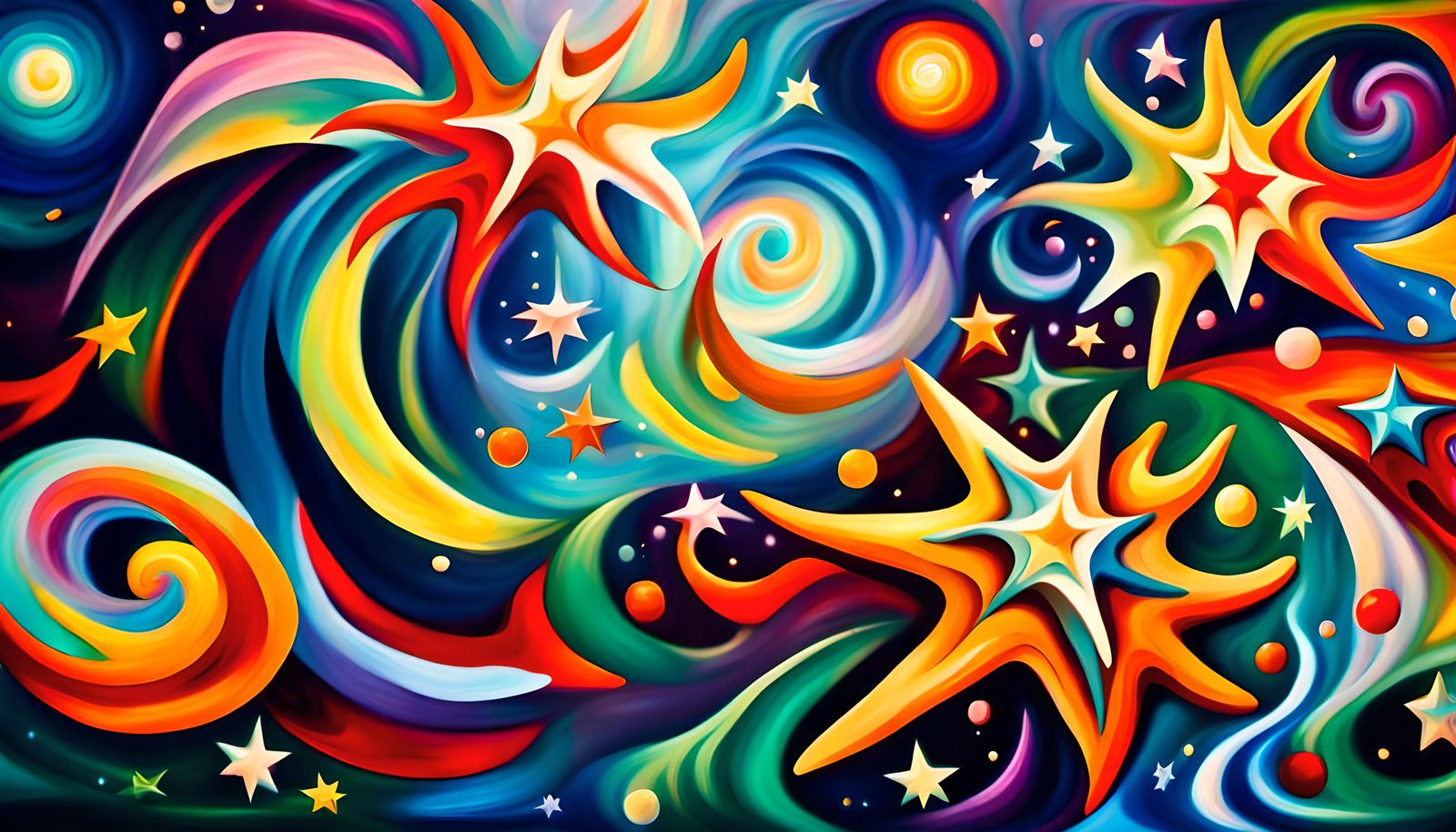 Electromagnetic Star Formation in Iridescent Impasto Style