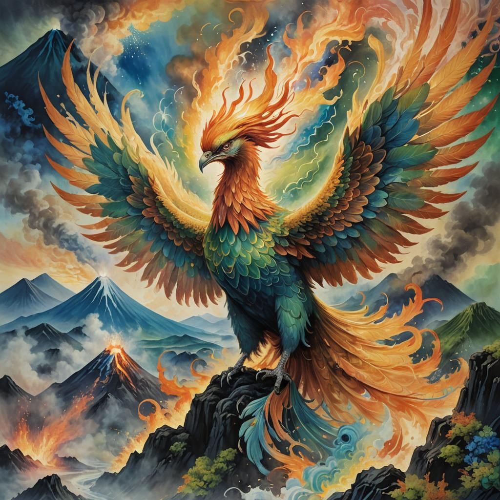 Phoenix Rising: A Japanese Pastel Fantasy