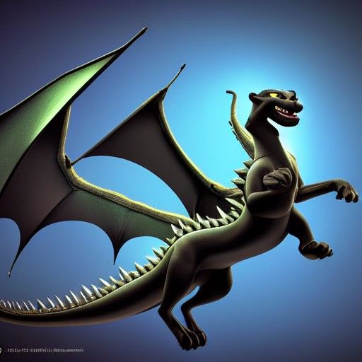Playful Pixar Panther Dragon Hybrid in 3D