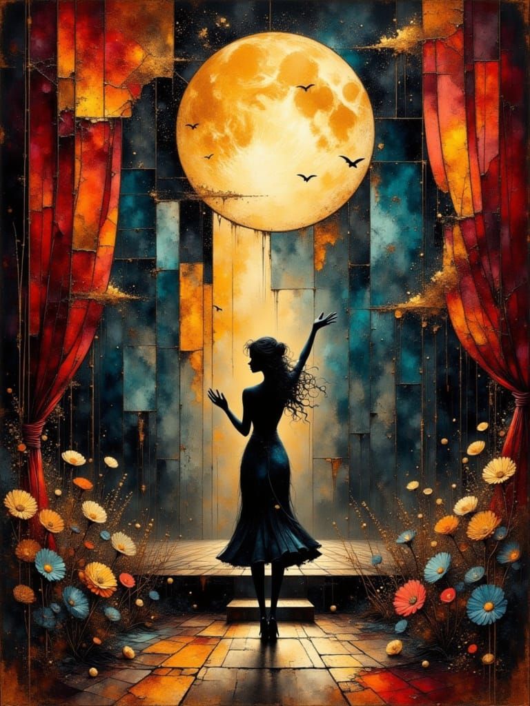 Author on Stage in Abstract Romantic Style