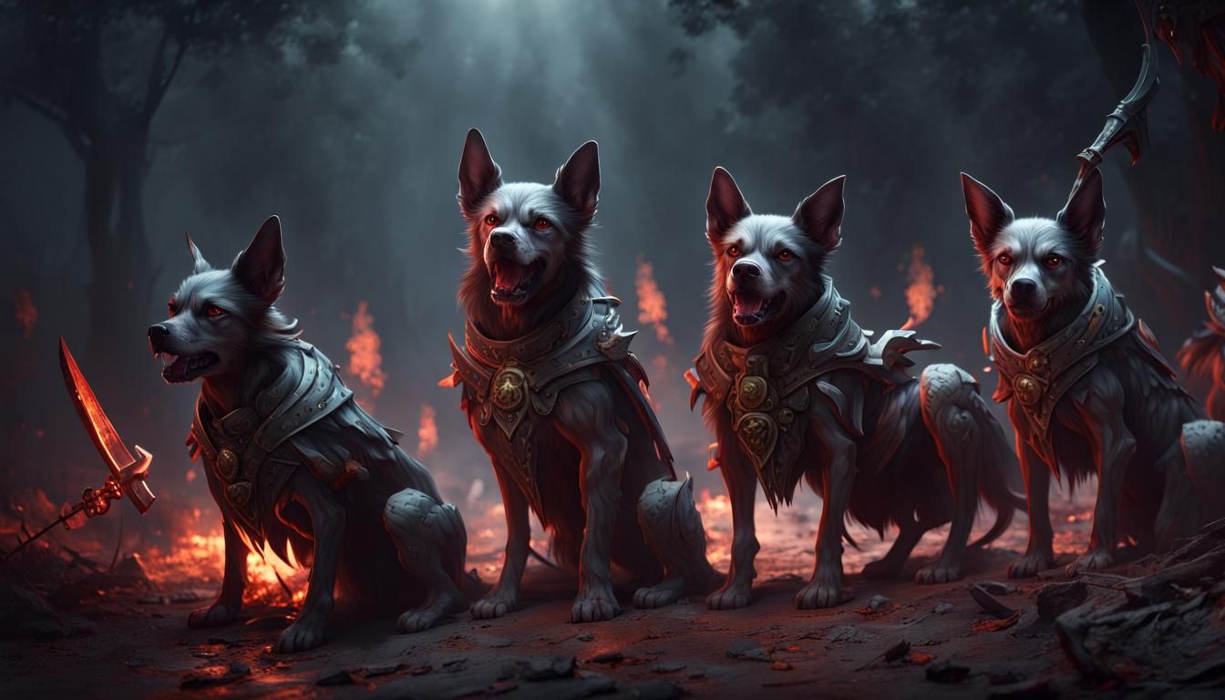 Undead Demon Dogs in Detailed Matte Painting