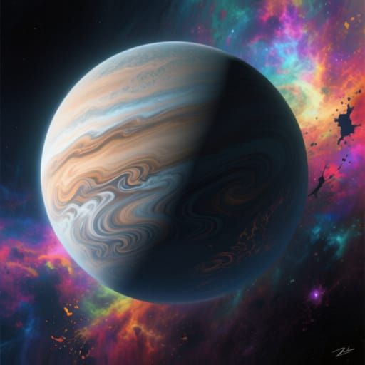 Colossal Gas Giant in Vibrant Nebula - Hyperrealistic Space ...