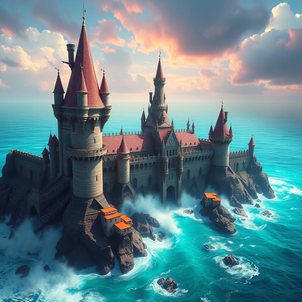 Dreamlike Castle Melts into Turquoise Sea