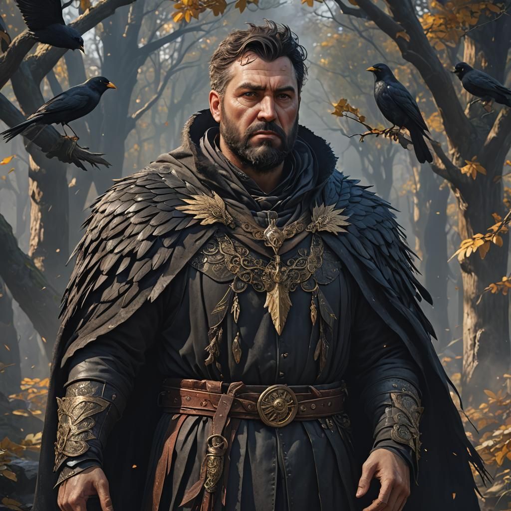 European God in Blackbird Feather Cloak