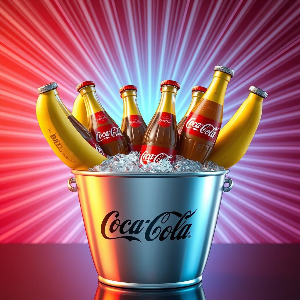Coca-Cola Bananas in Platinum Bucket: 3D Digital Art
