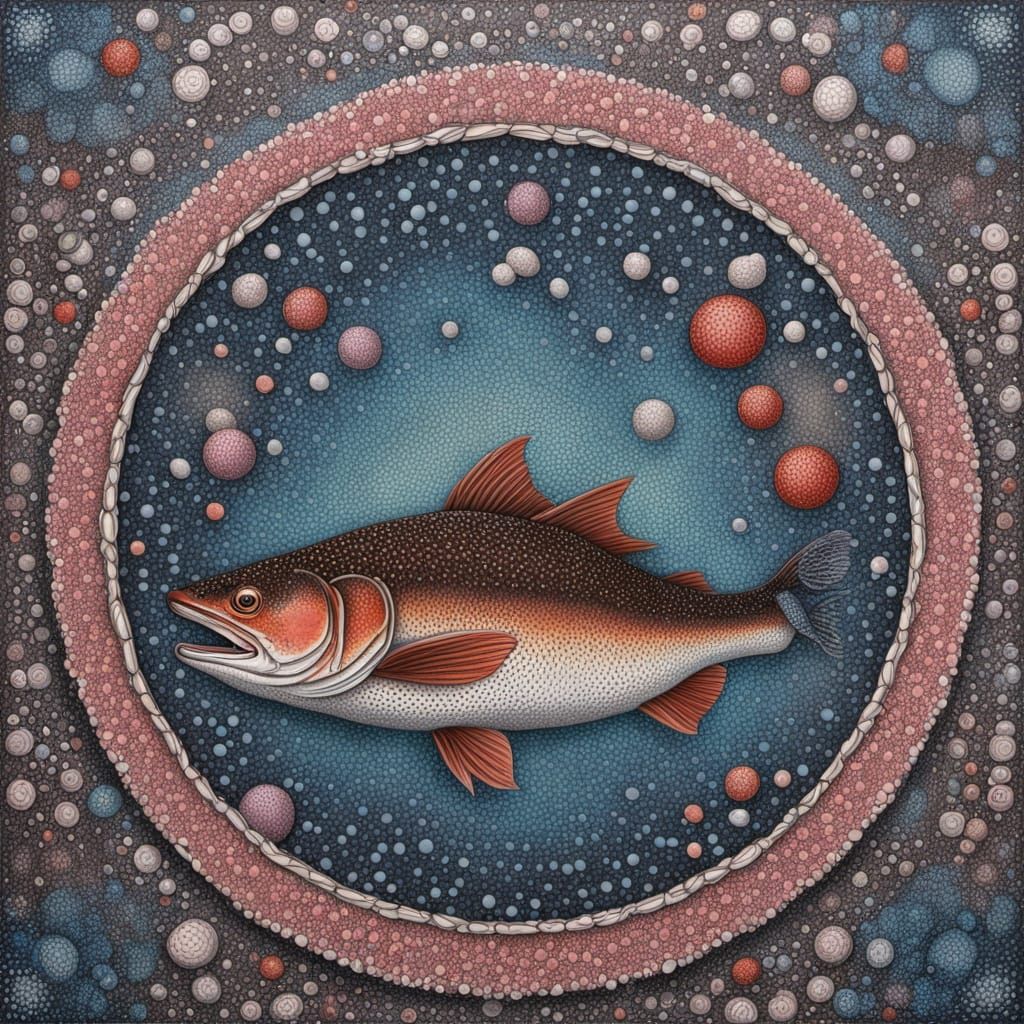 Abstract Surrealist Painting of Zodiac and Nature Elements