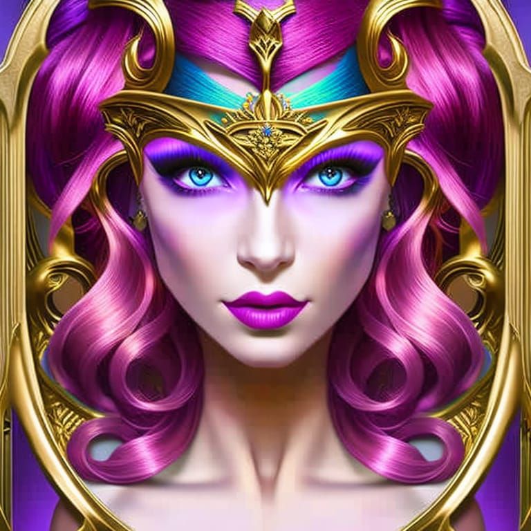 Intricate Portrait of Woman with Purple Hair
