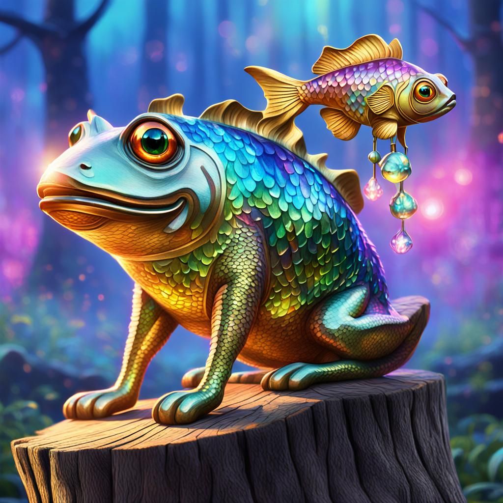 Fantasy Creature Fusion: Fish, Cow, and Feline