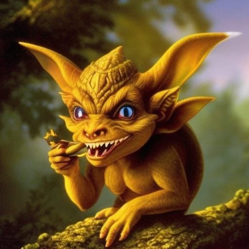 Mythical creature:  imp , similar to a goblin or fairy, but ...