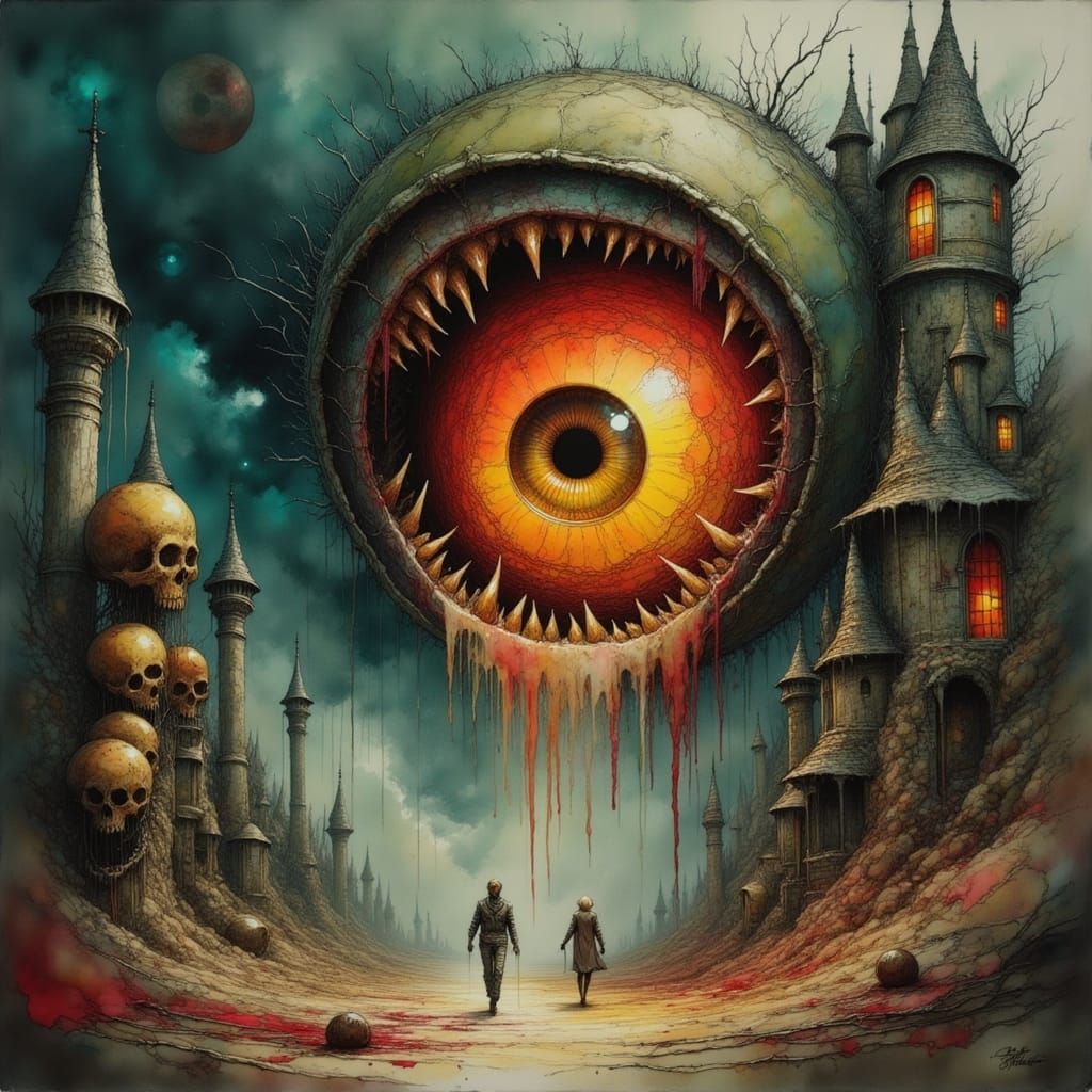 Monstrous Eyeball with Dystopian Landscape in Biomechanical ...