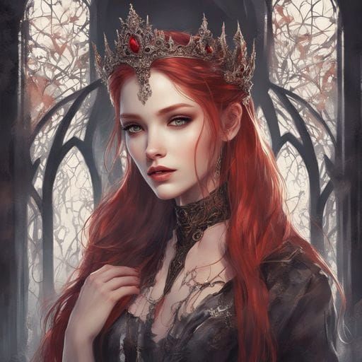 Beautiful Gothic Girl Portrait in Royo Style