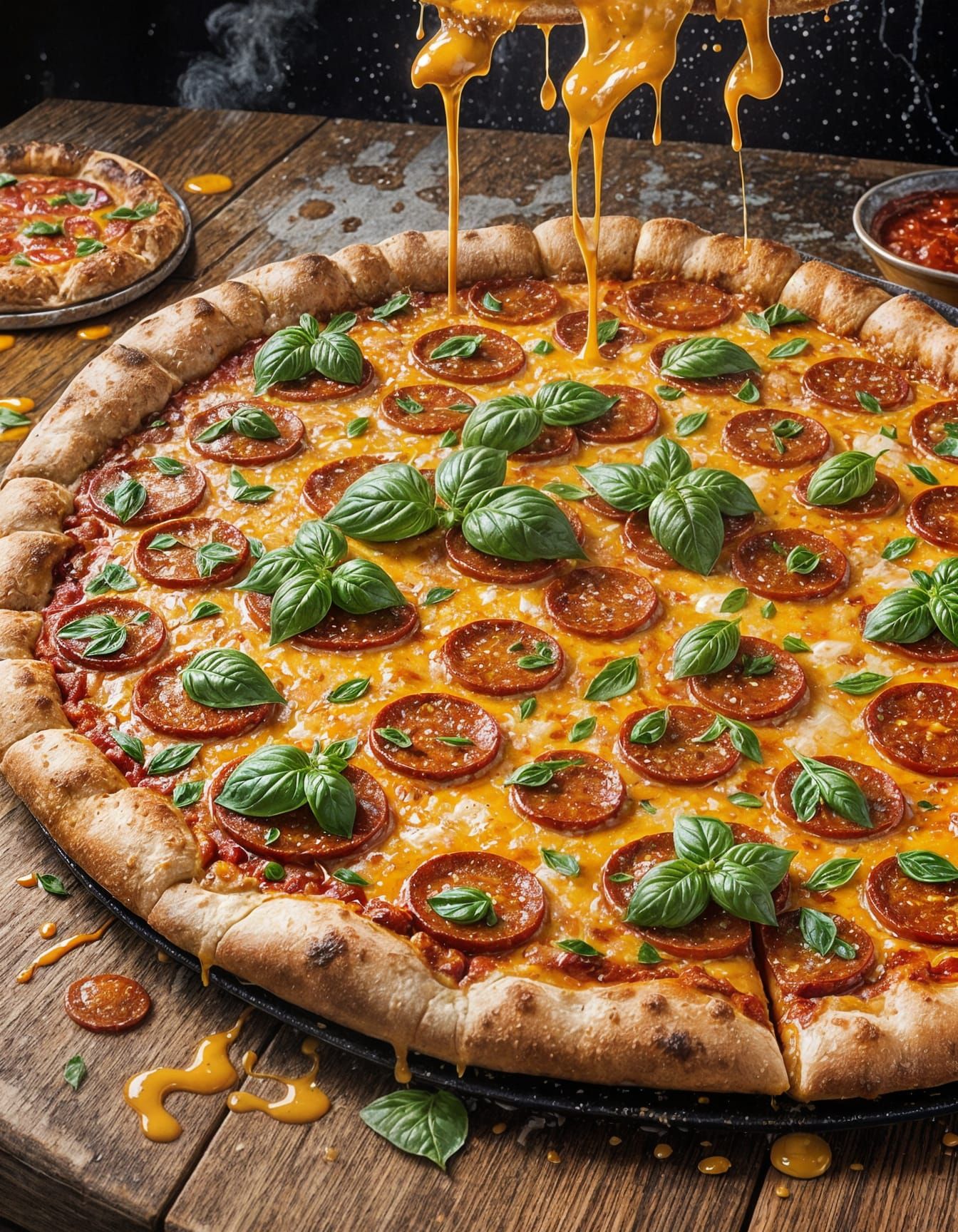 Delicious Pizza Close-up in Graffiti Art Style