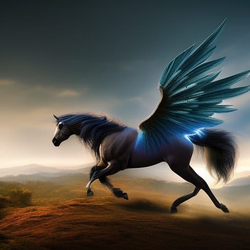Pegasus with Wings in Dreamscape Fantasy