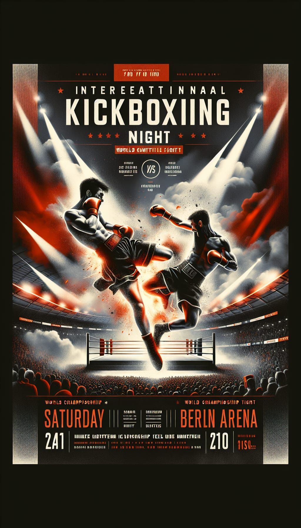 Dynamic Kickboxing Poster: Fighter's High Kick in Berlin Are...
