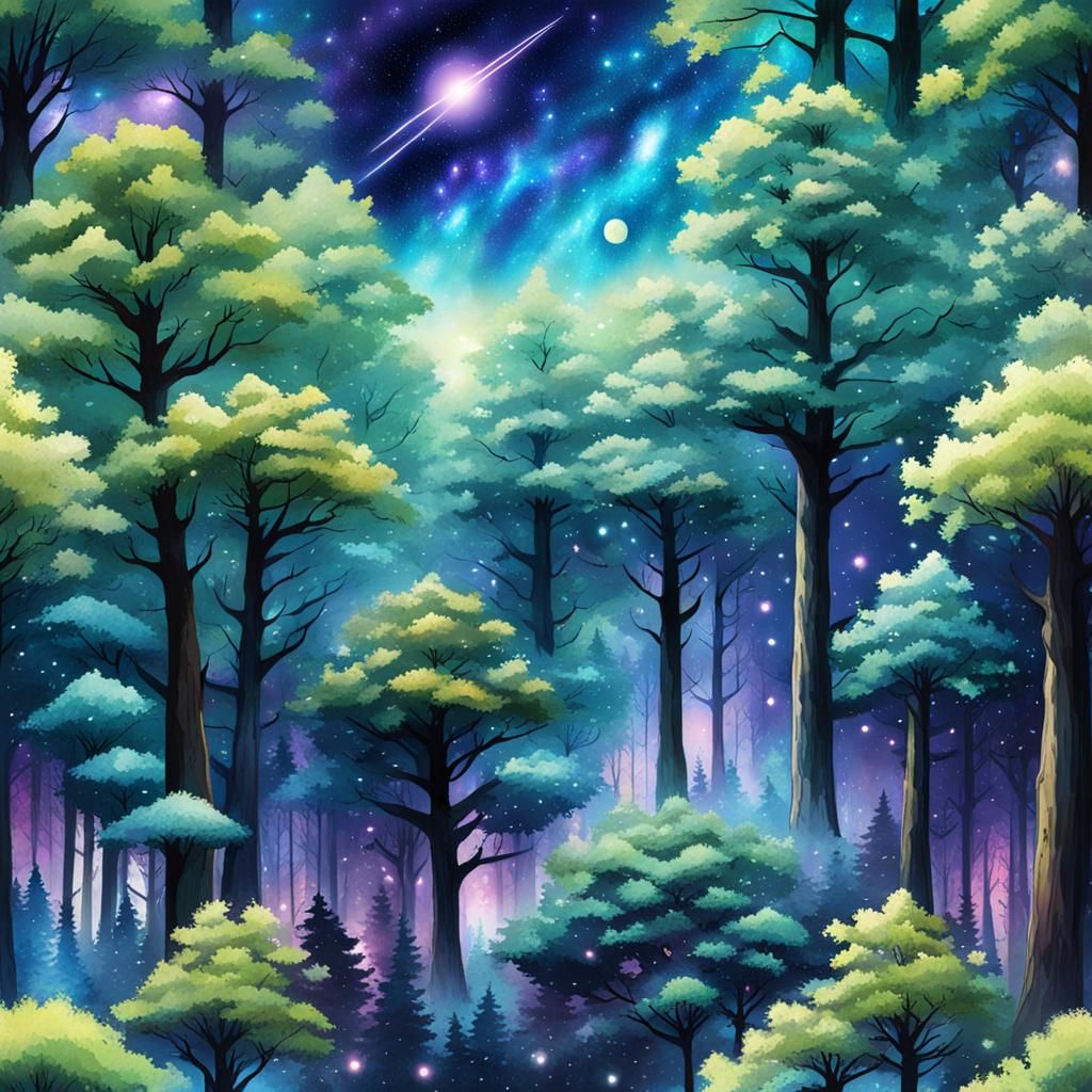Enchanted Galaxy Forest Dreamscape