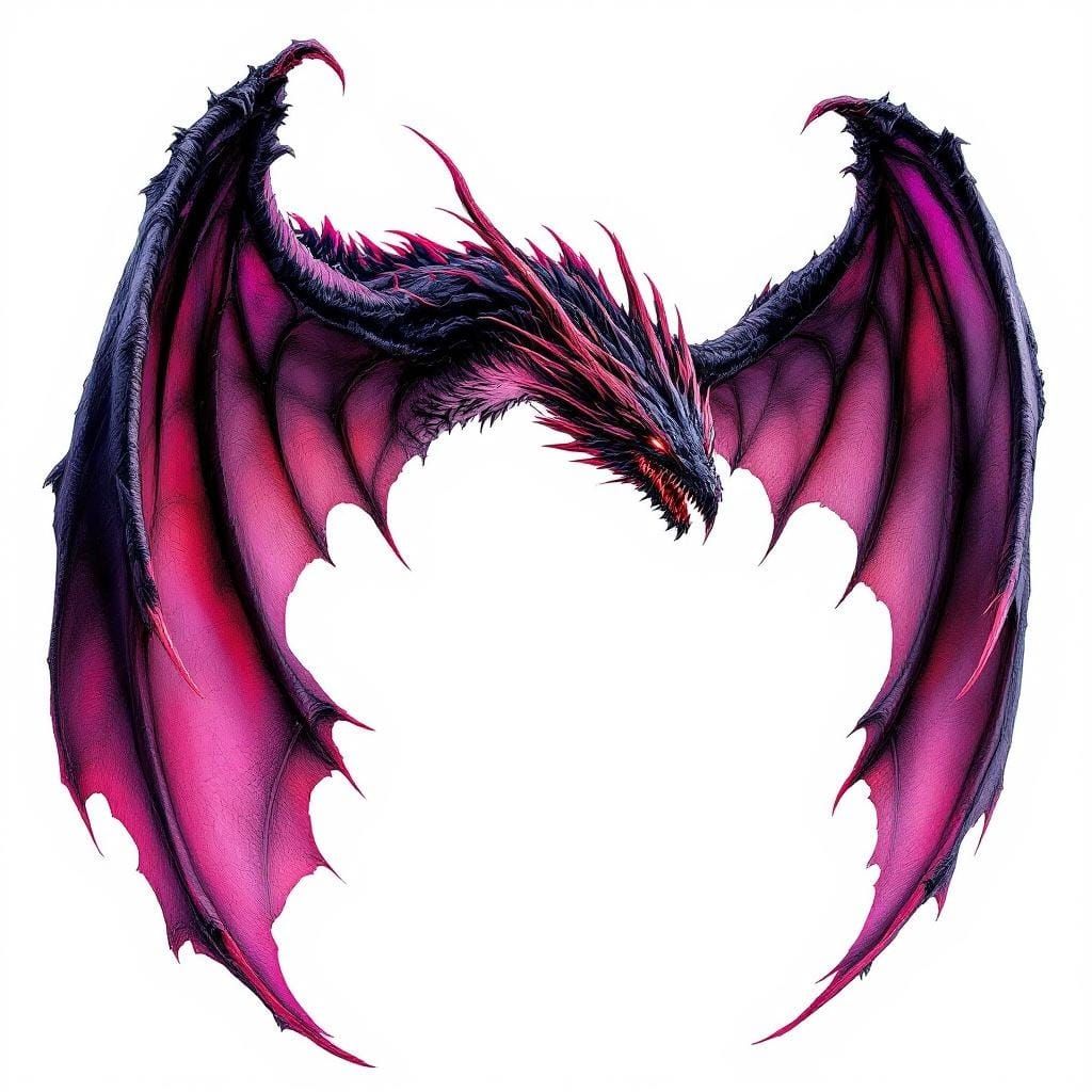 Dragon Wings: Purple, Pink, and Black Digital Rendering