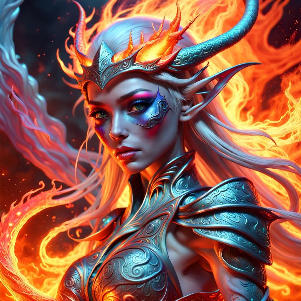 Dragon Princess: Vibrant Surreal Concept Art