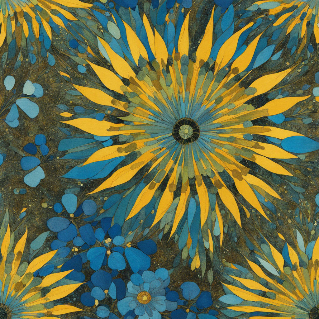 Vibrant Wildflower in Art Nouveau Style