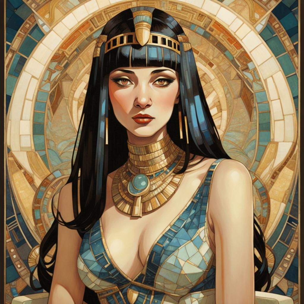 Stunning Cleopatra Portrait in Art Nouveau Style