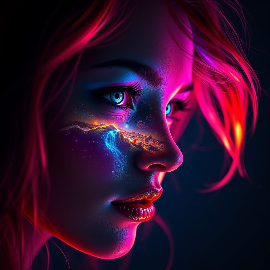 Ethereal Beauty with Vibrant Fantasy Village