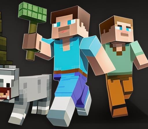 Minecraft Steve Mining Stone in Boxy Style