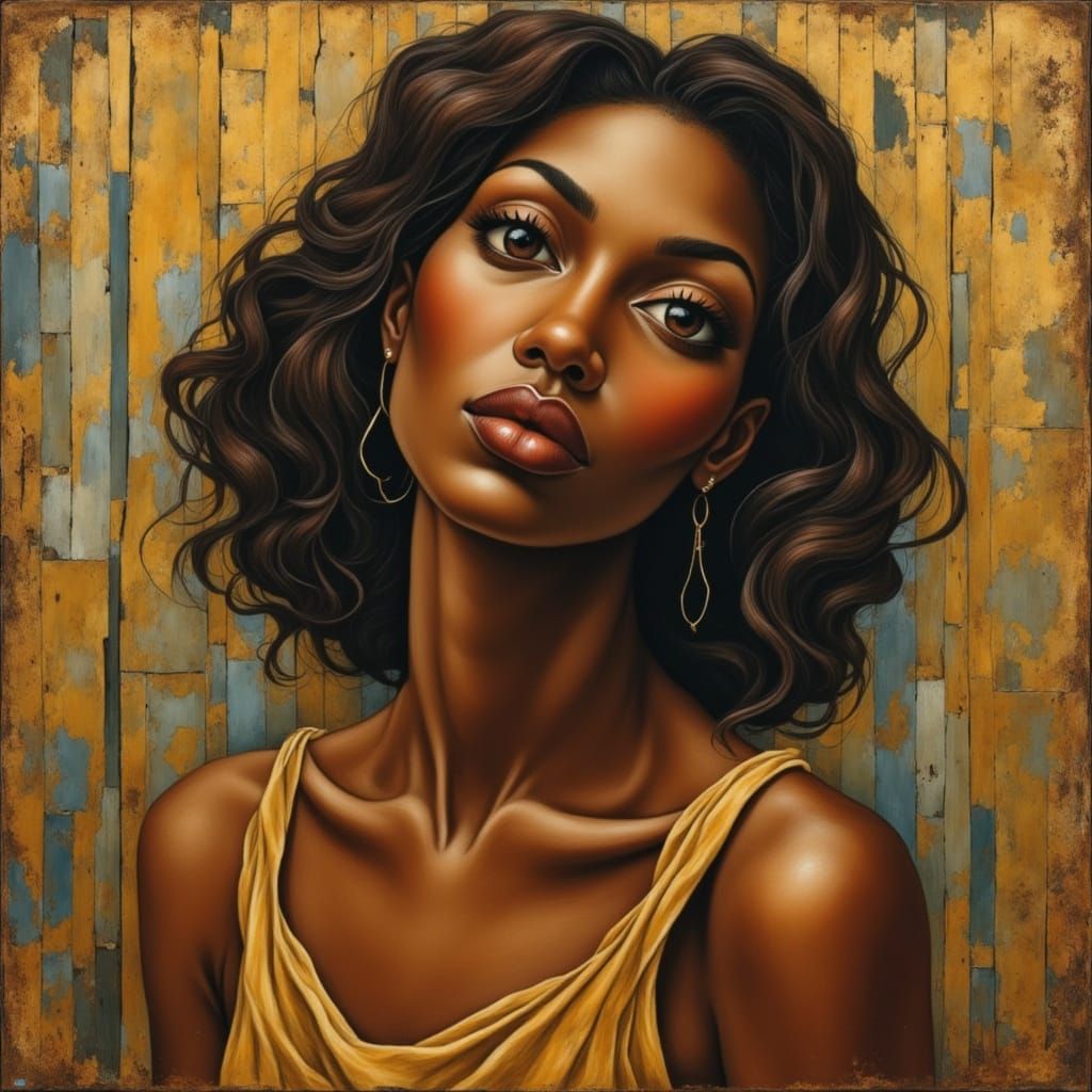 Fiery Goddess in Expressionist Oil Painting