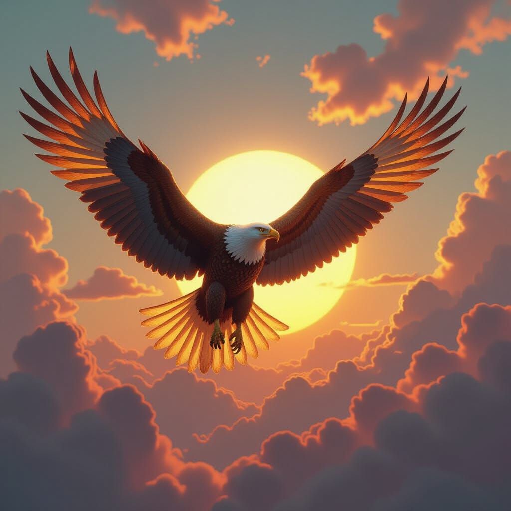 Golden Eagle Soaring in Fantasy Concept Art Style