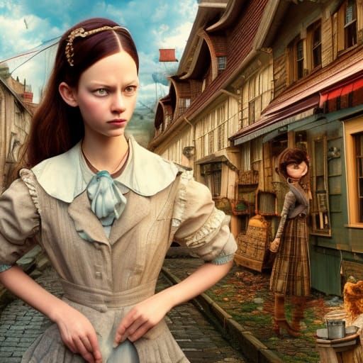 Steampunk Girl Building Ship in Stop-Motion Style