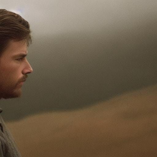 Woman Contemplating Departure in a Faded Urban Landscape