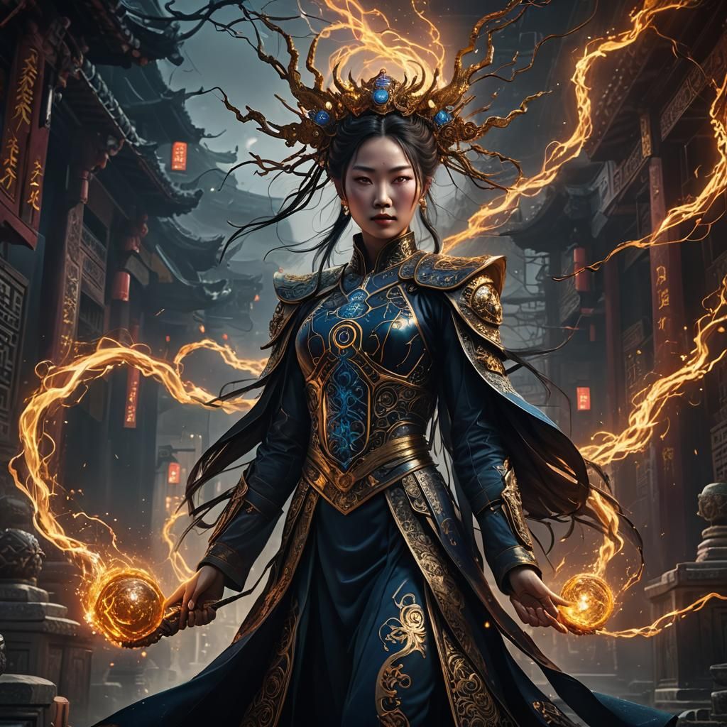 Vivid Chinese Woman in Gothic Fantasy Art