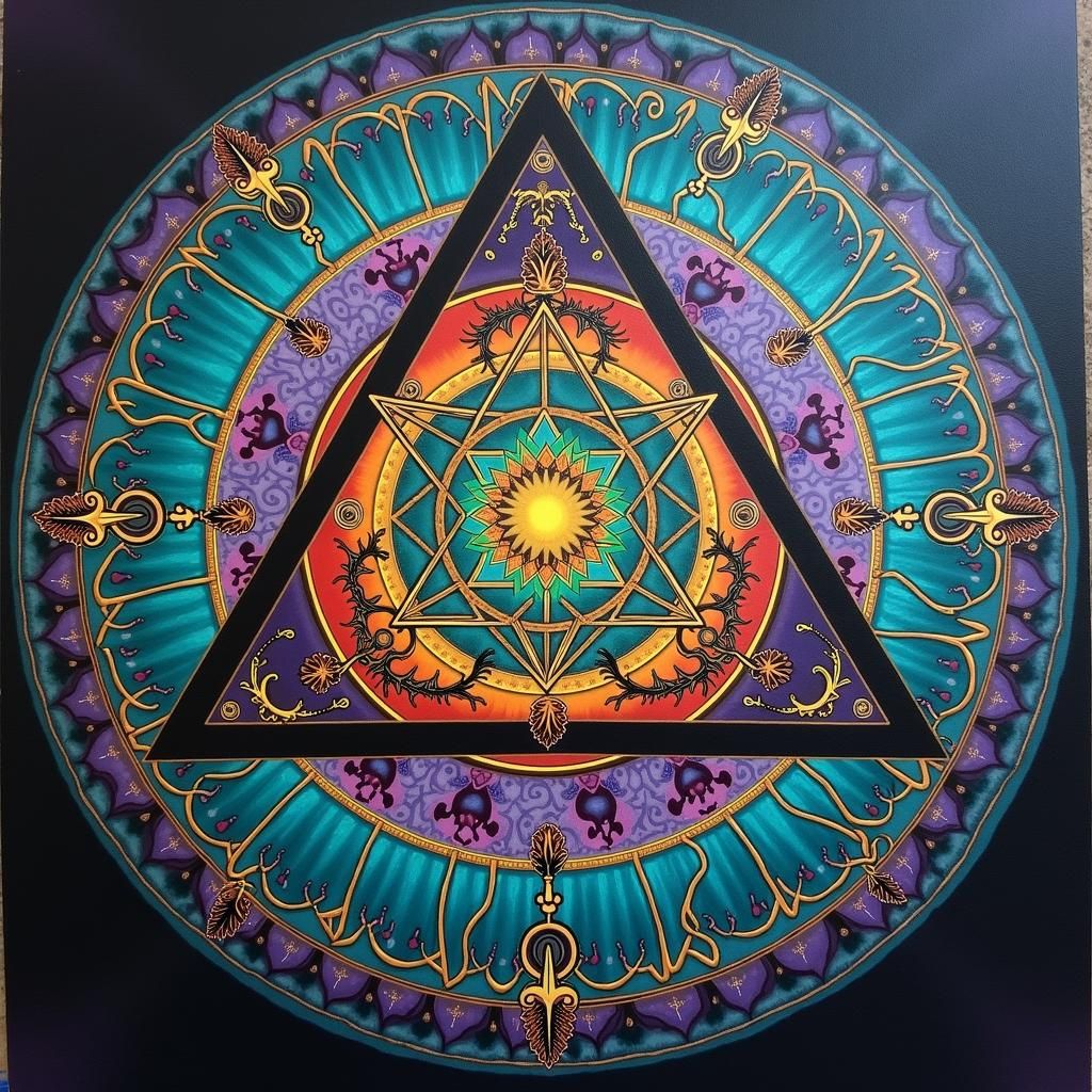 Mystical Seal with Interwoven Geometric Shapes