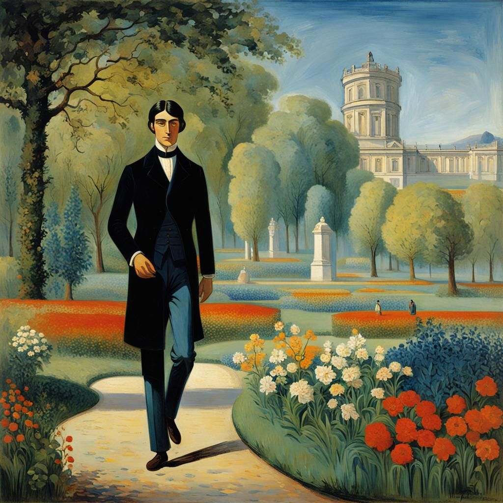 Gentleman in Park, Surreal Collage Style