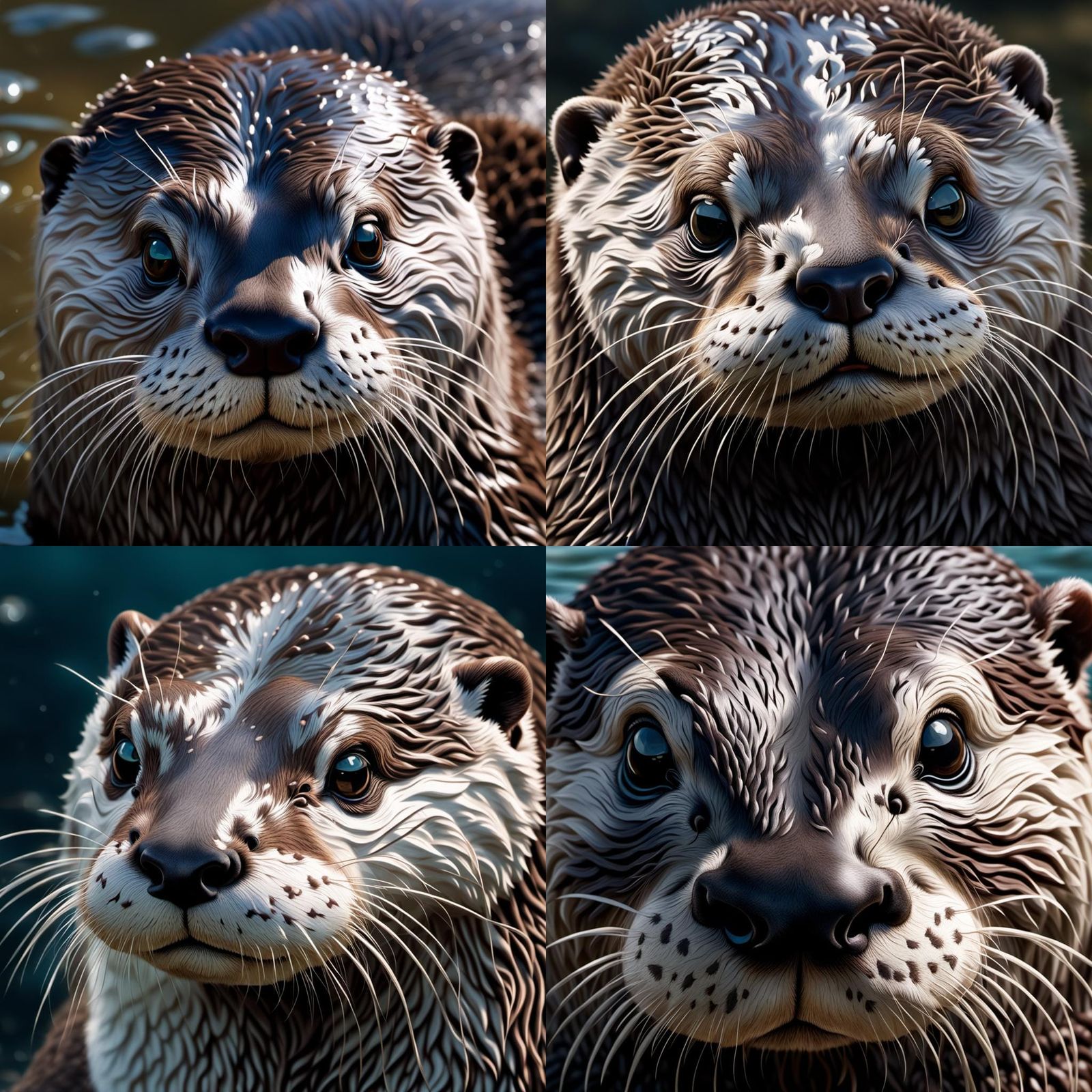 Detailed Hyperrealistic Otter Close-Up in 4K