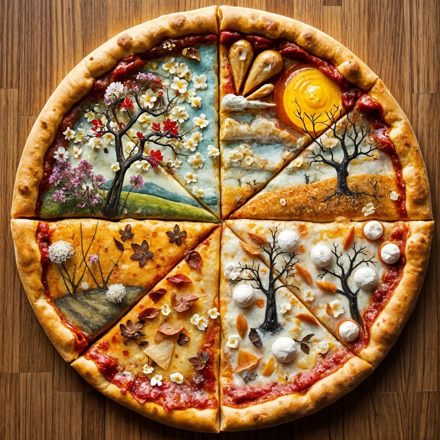 Surreal Four Seasons Pizza: A Culinary Landscape